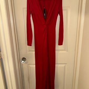 Fashion Nova Bold Red Long Sleeve Dress